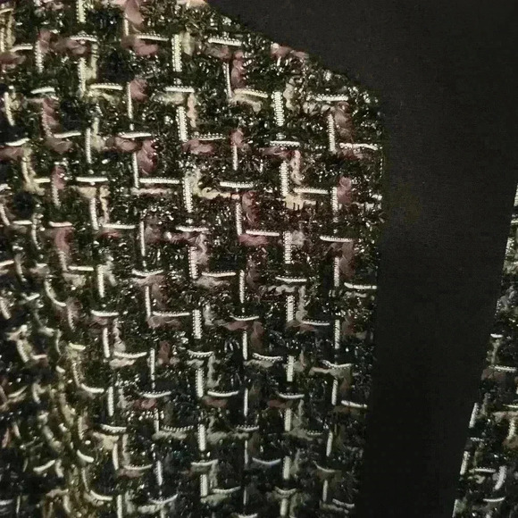 Peter Nygard Wool  Blend Tweed Black & Silver Lined Blazer Jacket Coat Size 18 - Picture 2 of 8